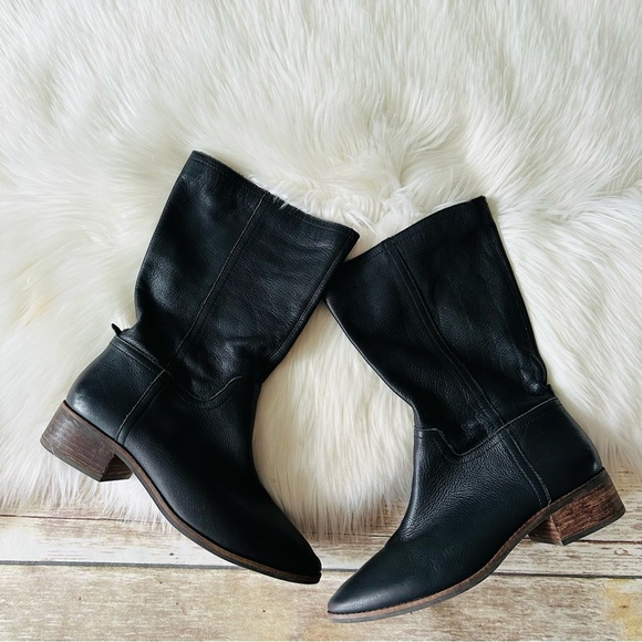 Lucky Brand Laerys Black Leather Boots Shoes 8.5 - Picture 5 of 16